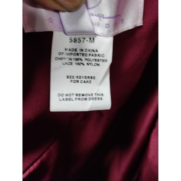 Hayley Paige "5857 - Burgundy" Lace Chiffon Burgundy Dress  12 - Picture 10 of 15